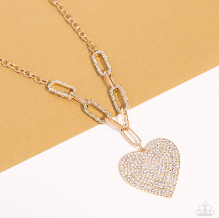 Roadside Romance Gold Heart Necklace - Paparazzi Accessories